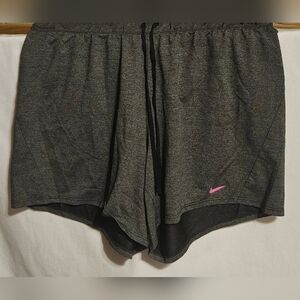 Nike Gray Athletic Shorts with Pink Logo